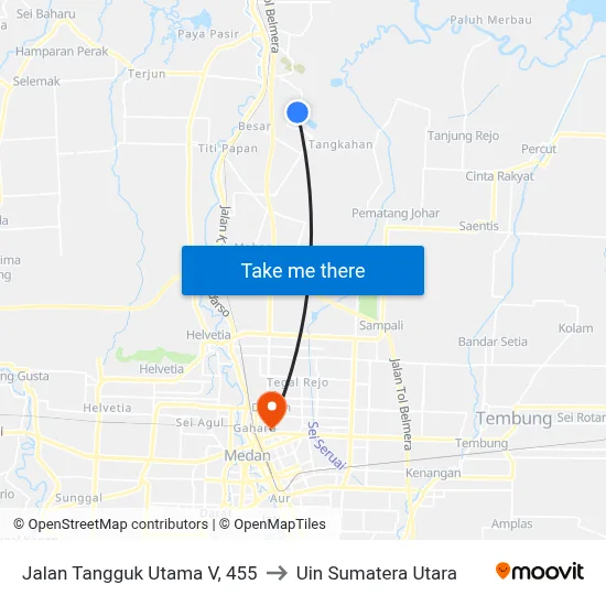 Jalan Tangguk Utama V, 455 to Uin Sumatera Utara map