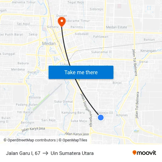 Jalan Garu I, 67 to Uin Sumatera Utara map