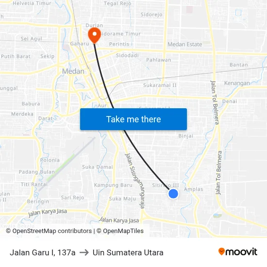 Jalan Garu I, 137a to Uin Sumatera Utara map