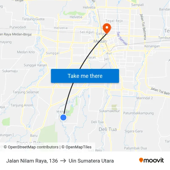 Jalan Nilam Raya, 136 to Uin Sumatera Utara map
