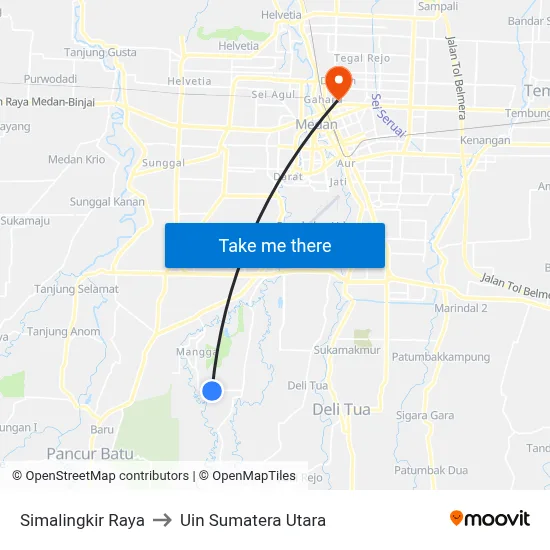 Simalingkir Raya to Uin Sumatera Utara map