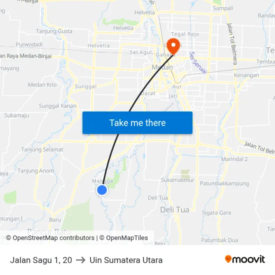 Jalan Sagu 1, 20 to Uin Sumatera Utara map