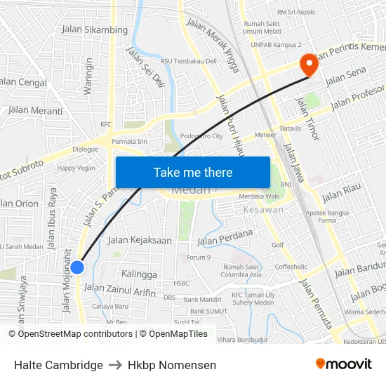 Halte Cambridge to Hkbp Nomensen map