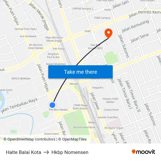Halte Balai Kota to Hkbp Nomensen map