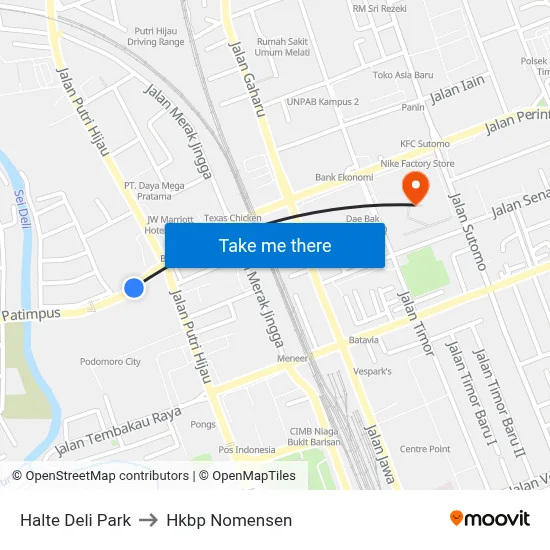 Halte Deli Park to Hkbp Nomensen map