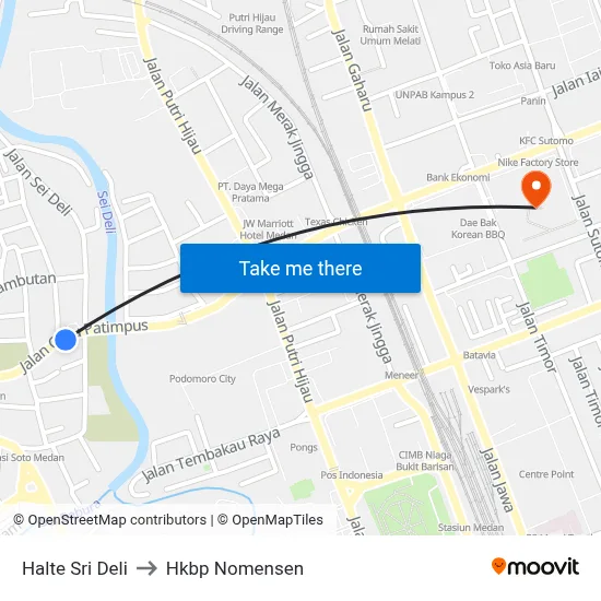 Halte Sri Deli to Hkbp Nomensen map