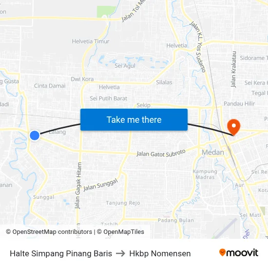 Halte Simpang Pinang Baris to Hkbp Nomensen map