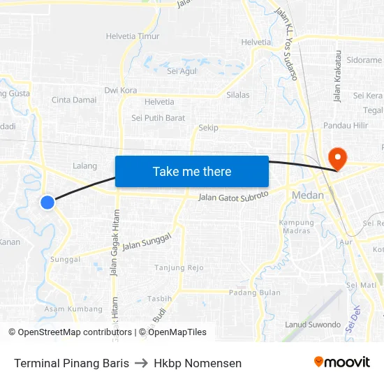 Terminal Pinang Baris to Hkbp Nomensen map