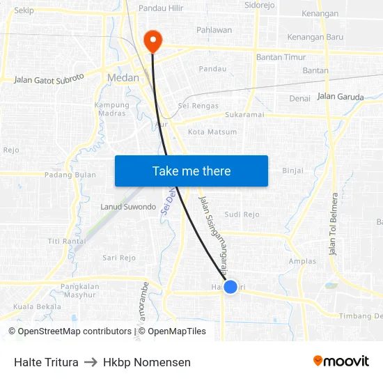 Halte Tritura to Hkbp Nomensen map