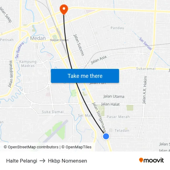 Halte Pelangi to Hkbp Nomensen map