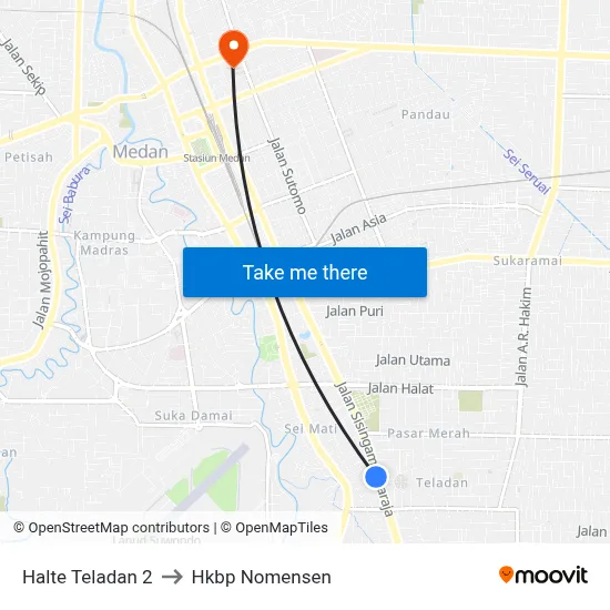 Halte Teladan 2 to Hkbp Nomensen map