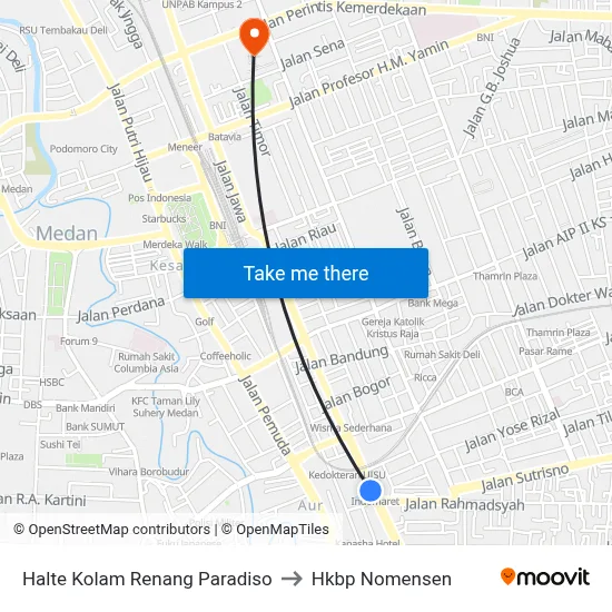 Halte Kolam Renang Paradiso to Hkbp Nomensen map