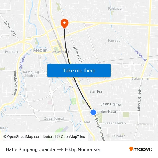 Halte Simpang Juanda to Hkbp Nomensen map