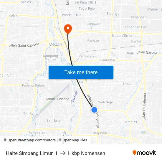 Halte Simpang Limun 1 to Hkbp Nomensen map