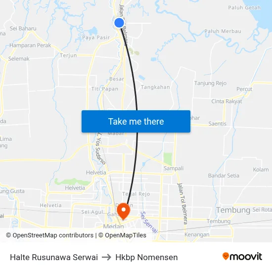 Halte Rusunawa Serwai to Hkbp Nomensen map