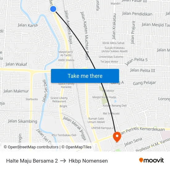 Halte Maju Bersama 2 to Hkbp Nomensen map