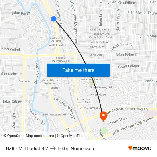 Halte Methodist 8 2 to Hkbp Nomensen map