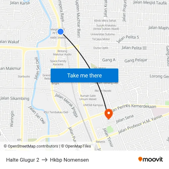 Halte Glugur 2 to Hkbp Nomensen map