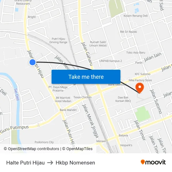 Halte Putri Hijau to Hkbp Nomensen map
