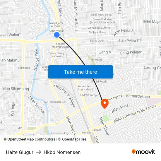 Halte Glugur to Hkbp Nomensen map