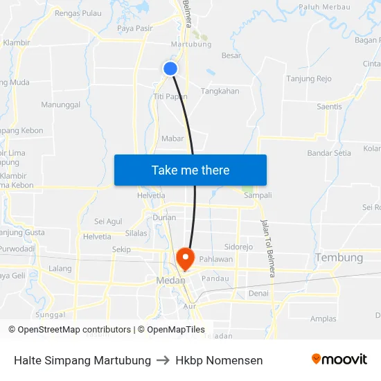 Halte Simpang Martubung to Hkbp Nomensen map