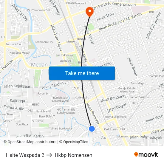 Halte Waspada 2 to Hkbp Nomensen map