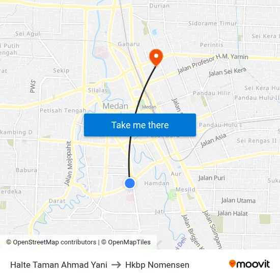 Halte Taman Ahmad Yani to Hkbp Nomensen map