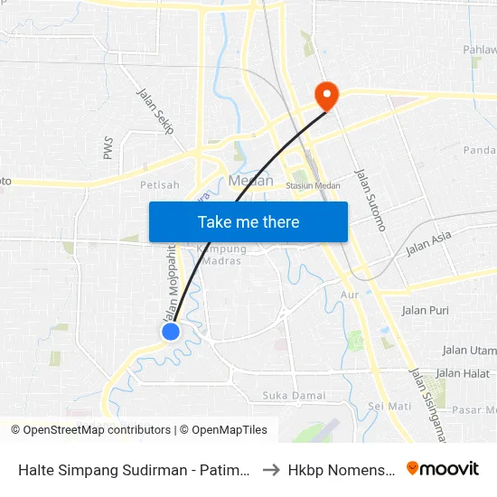 Halte Simpang Sudirman - Patimura to Hkbp Nomensen map