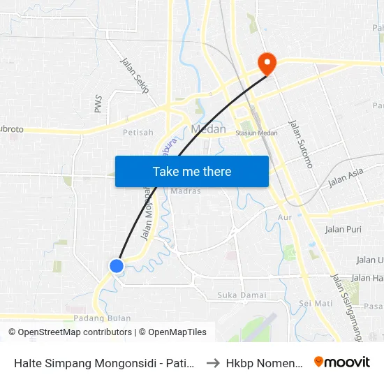Halte Simpang Mongonsidi - Patimura to Hkbp Nomensen map