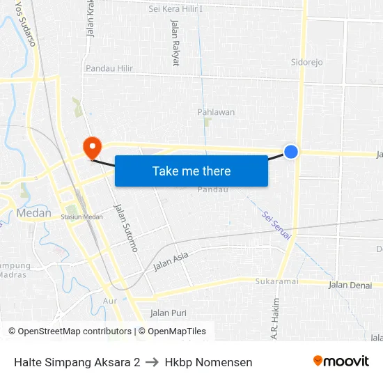 Halte Simpang Aksara 2 to Hkbp Nomensen map