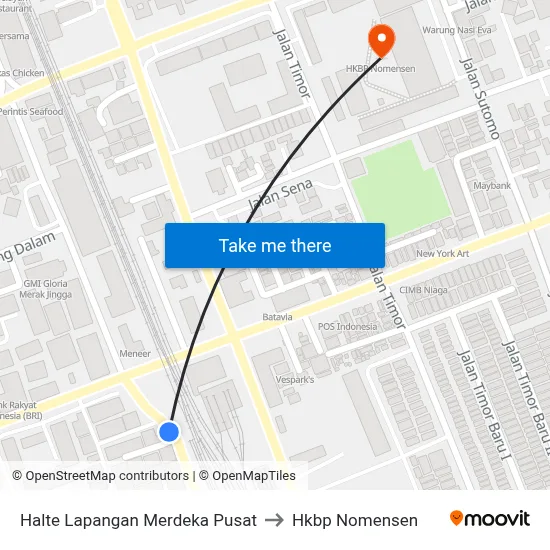 Halte Lapangan Merdeka Pusat to Hkbp Nomensen map