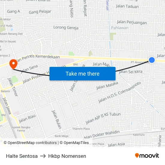 Halte Sentosa to Hkbp Nomensen map