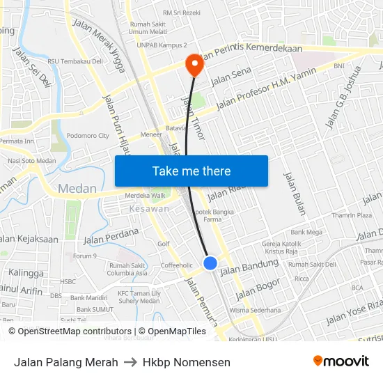Jalan Palang Merah to Hkbp Nomensen map