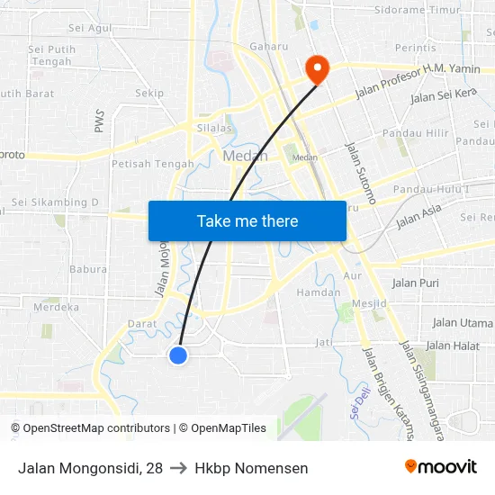 Jalan Mongonsidi, 28 to Hkbp Nomensen map