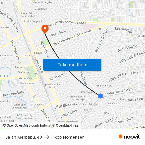 Jalan Merbabu, 48 to Hkbp Nomensen map