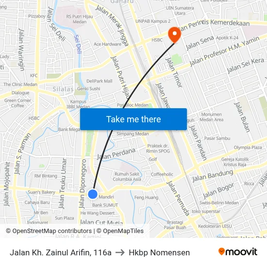 Jalan Kh. Zainul Arifin, 116a to Hkbp Nomensen map