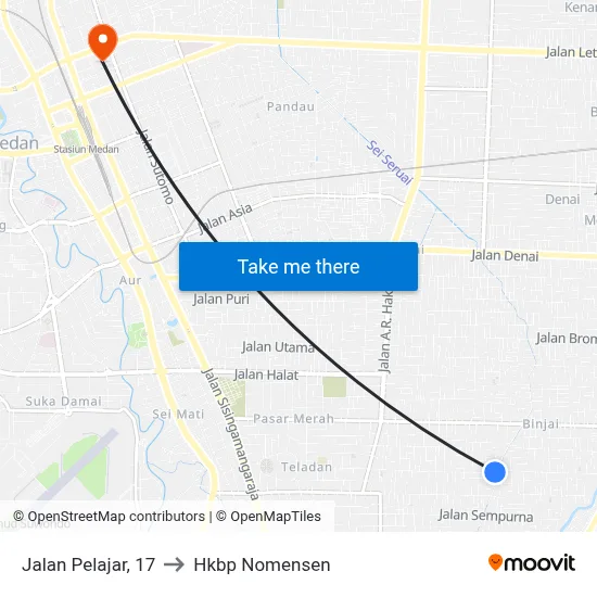 Jalan Pelajar, 17 to Hkbp Nomensen map