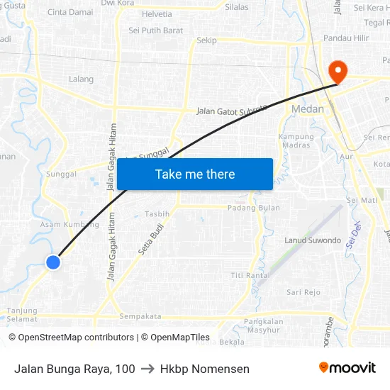 Jalan Bunga Raya, 100 to Hkbp Nomensen map