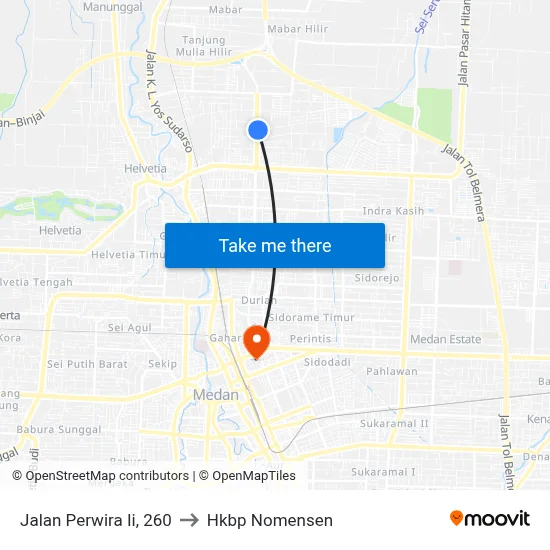 Jalan Perwira Ii, 260 to Hkbp Nomensen map