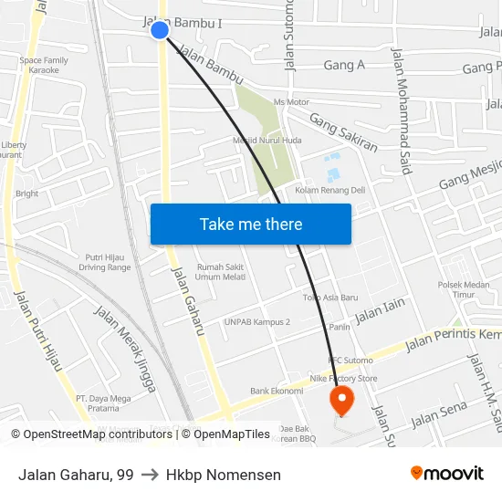 Jalan Gaharu, 99 to Hkbp Nomensen map