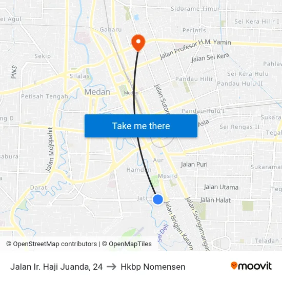 Jalan Ir. Haji Juanda, 24 to Hkbp Nomensen map