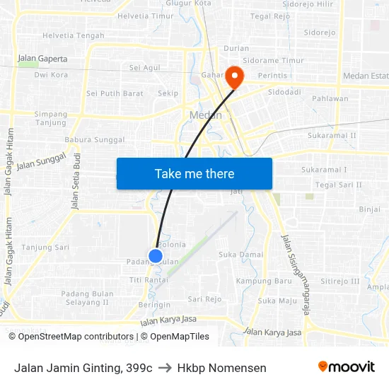 Jalan Jamin Ginting, 399c to Hkbp Nomensen map