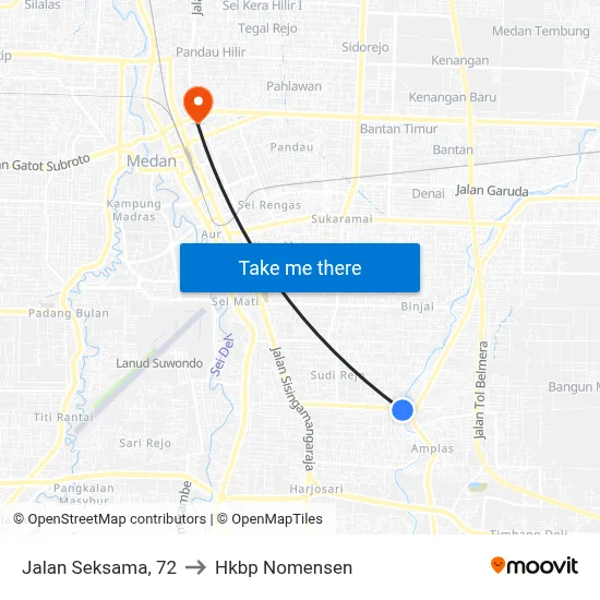 Jalan Seksama, 72 to Hkbp Nomensen map