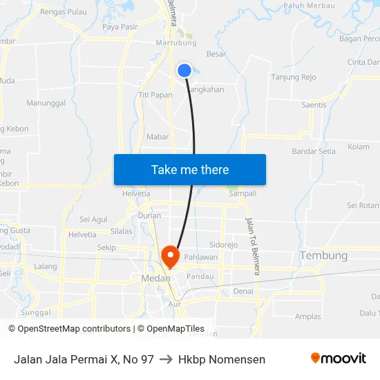 Jalan Jala Permai X, No 97 to Hkbp Nomensen map