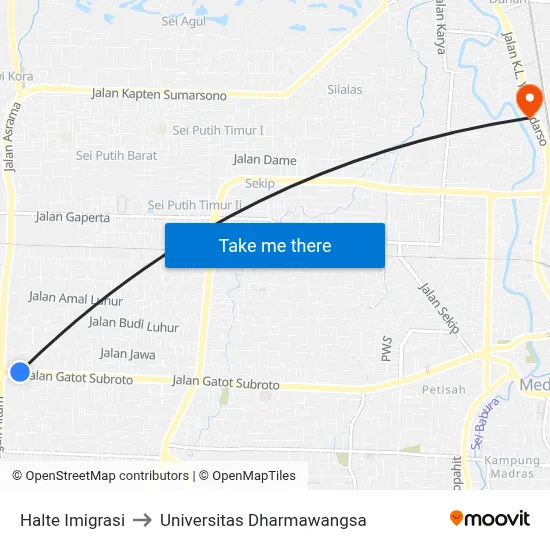Halte Imigrasi to Universitas Dharmawangsa map