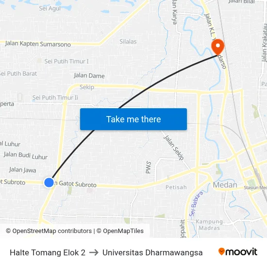 Halte Tomang Elok 2 to Universitas Dharmawangsa map