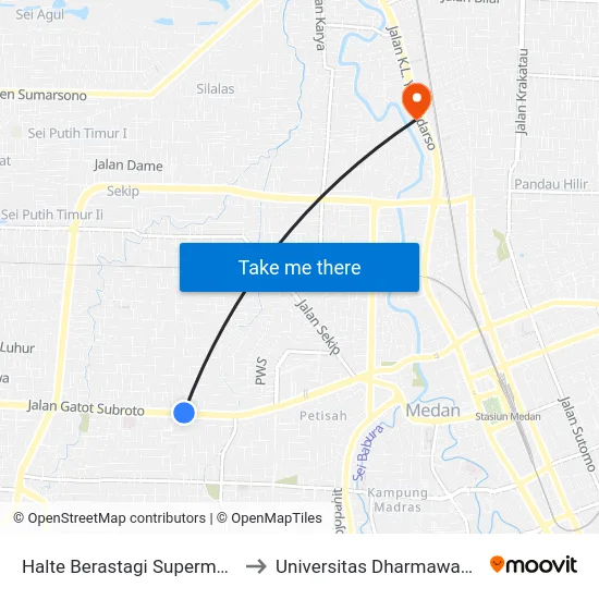 Halte Berastagi Supermarket to Universitas Dharmawangsa map