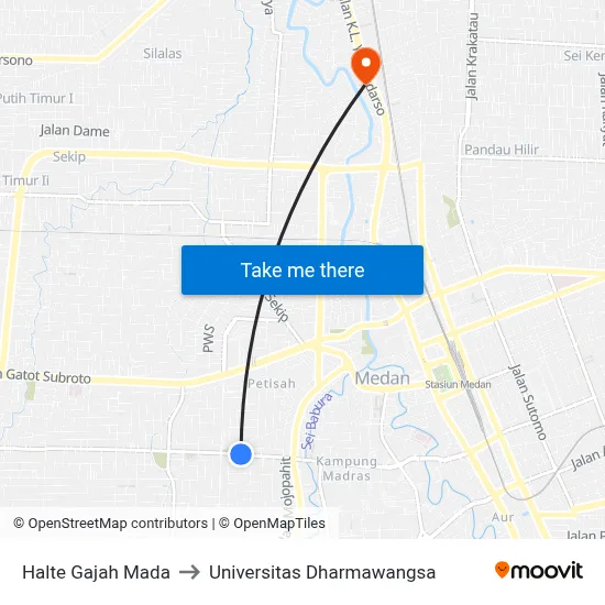 Halte Gajah Mada to Universitas Dharmawangsa map
