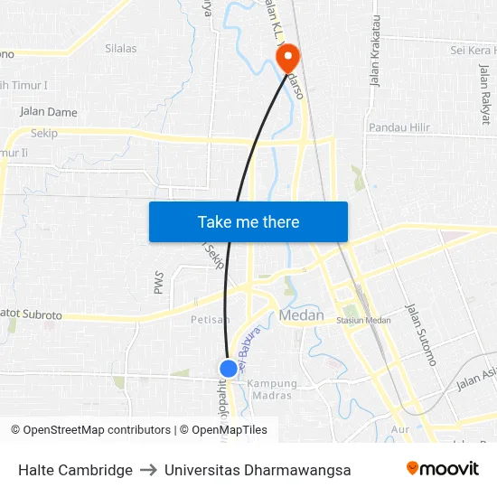 Halte Cambridge to Universitas Dharmawangsa map