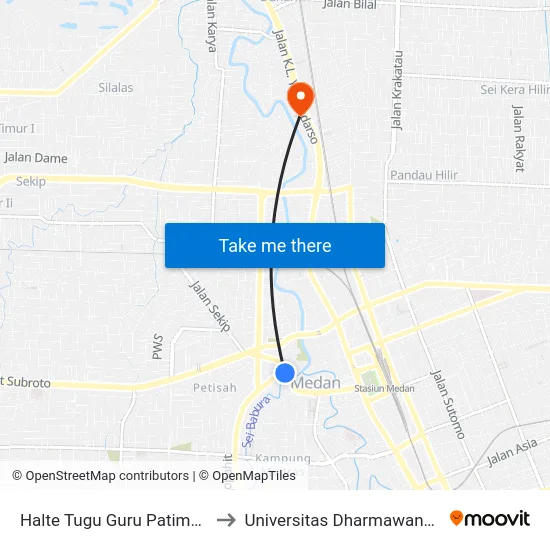 Halte Tugu Guru Patimpus to Universitas Dharmawangsa map